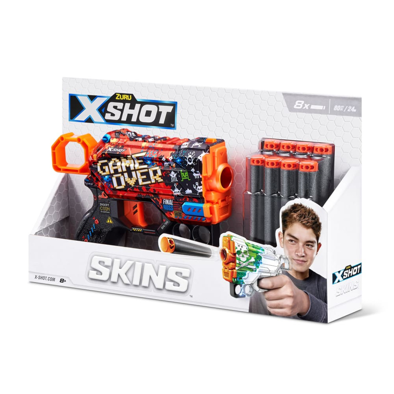 Швидкострільний бластер X-SHOT Skins Menace Game Over (8 патронів) (36515B)
