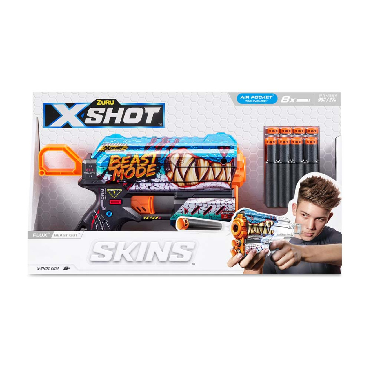 Швидкострільний бластер X-SHOT Skins Flux Beast Out (8 патронів) (36516L)