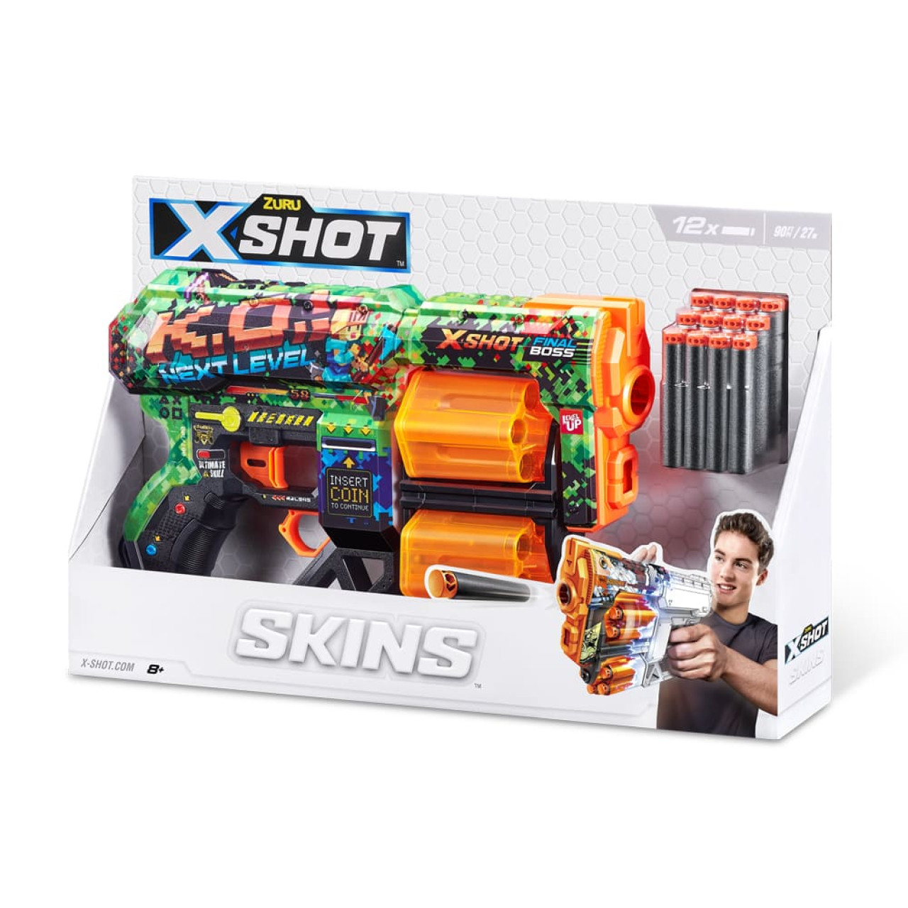 Швидкострільний бластер X-SHOT Skins Dread К.О. (12 патронів) (36517B)