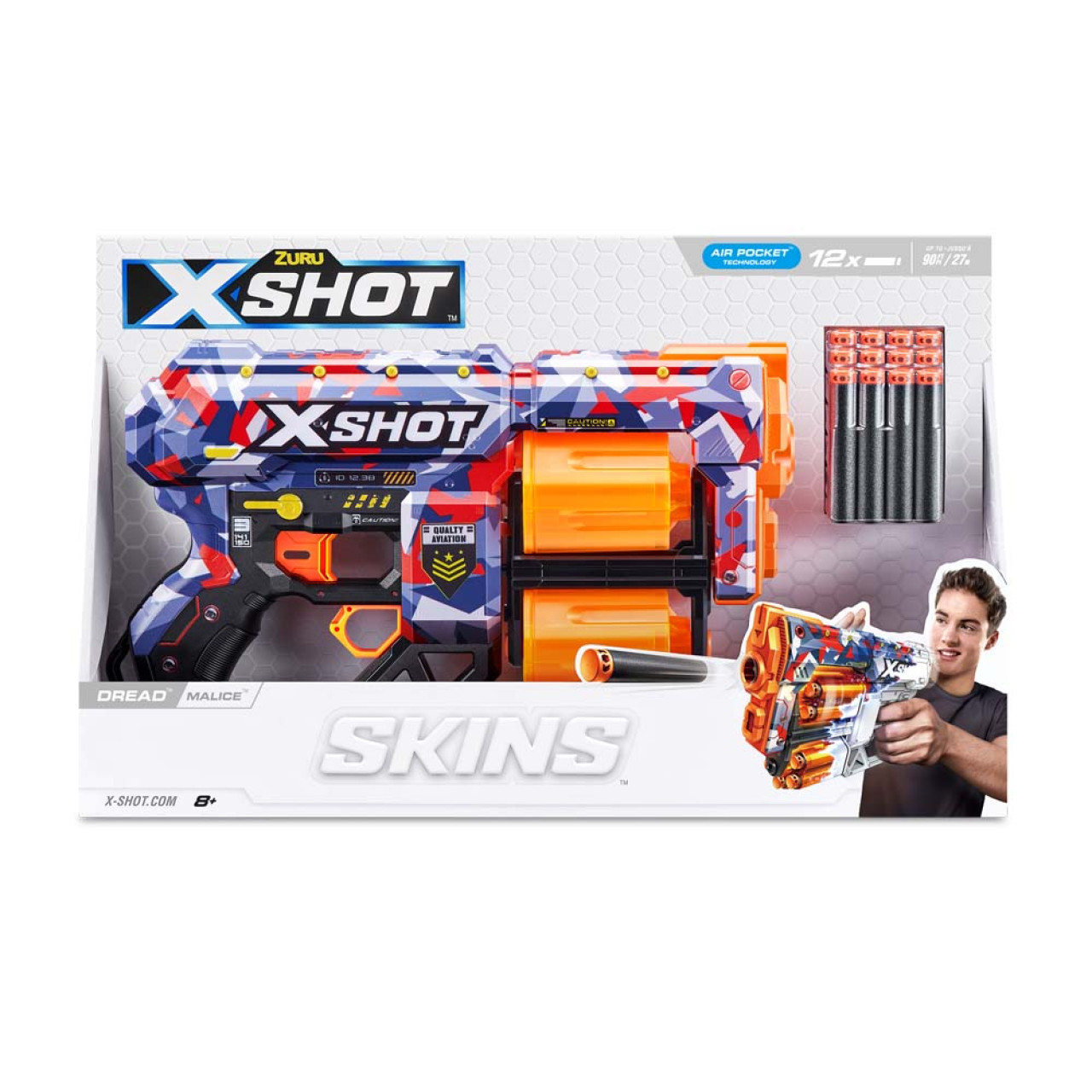 Швидкострільний бластер X-SHOT Skins Dread Malice (12 патронів) (36517Q)