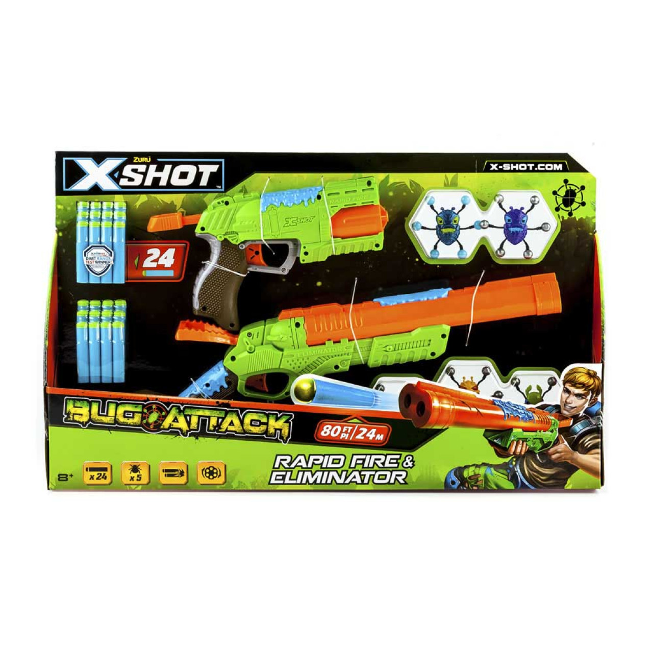 Набір бластерів X-Shot Вогонь по жукам (2 види зброї, 5 жуків, 24 патрона) (4804)